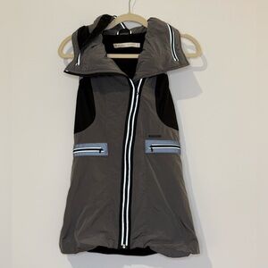 Blanc Noir Charcoal Hooded Vest with Reflective Accents
